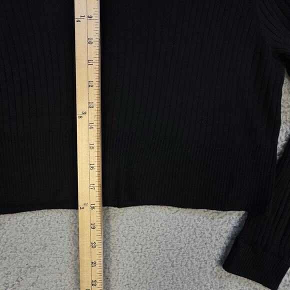 Cardigan Womens XL Ribbed Cropped Sweater Black - Picture 9 of 9